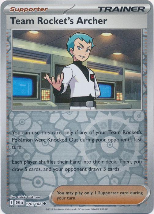 [Binder Condition] Team Rocket's Archer [Reverse Holo] #170 Pokemon Destined Rivals